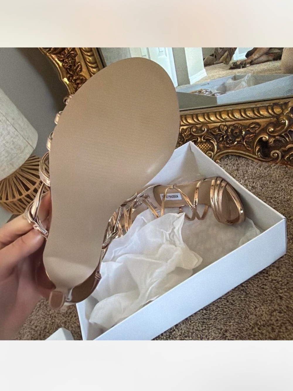 Steve Madden Gold Strappy Stiletto Sandals - new with box - Picture 4 of 6
